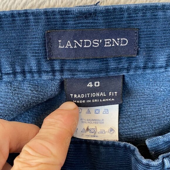 Lands End Mens Pants Size 40x25 Corduroy Straight Casual Traditional Fit Blue Y2 - Picture 6 of 12